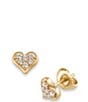 Color:14K Gold - Image 2 - Delicate Pave Diamond 14K Gold Heart Stud Earrings