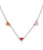 Color:Sterling Red - Image 2 - Enamel Connected Hearts Collar Short Pendant Necklace
