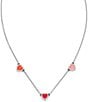 James Avery Enamel Connected Hearts Collar Short Pendant Necklace, Color:Sterling Red - Image 1