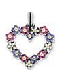 Color:Sterling Multi - Image 1 - Enamel Floral Heart Wreath Pendant