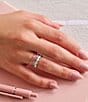 James Avery Enamel Scalloped Stacked Ring, Color:Sterling Silver/White - Image 2