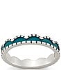 James Avery Enamel Scalloped Stacked Ring, Color:Sterling Silver/Blue - Image 1