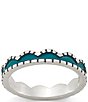 James Avery Enamel Scalloped Stacker Ring, Color:Sterling Silver/Teal - Image 1