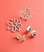 Color:Sterling Silver - Image 3 - Floral Hoop Earrings