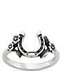 Color:Sterling Silver - Image 1 - Floral Horseshoe Ring