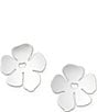 Color:Sterling Silver - Image 1 - Floral Silhouette Stud Earrings