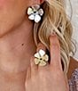 Color:Sterling Silver - Image 3 - Floral Silhouette Stud Earrings