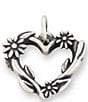 James Avery Flowering Vines Heart Charm, Color:Silver - Image 1