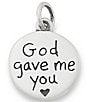 James Avery God Gave Me You Charm, Color:Sterling Silver - Image 1