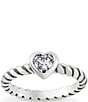 James Avery Heart Twisted Wire Ring with Lab-Created White Crystal Sapphire, Color:Sterling Silver - Image 1