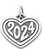 James Avery Heart with 2024 Charm, Color:Sterling Silver - Image 1
