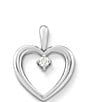 Color:Sterling Diamond - Image 1 - Heart with Diamond Pendant