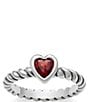 Color:Sterling Garnet - Image 1 - Heart with Garnet Twisted Wire January Birthstone Ring
