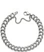 Color:Sterling Silver - Image 2 - Heavy Double Curb Chain Charm Bracelet