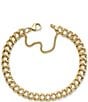 Color:Gold - Image 1 - Double Curb Charm Bracelet
