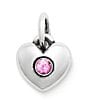 Color:Silver/Pink - Image 1 - Keepsake Heart Charm October Birthstone with Lab-Created Pink Sapphire