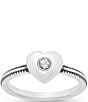 James Avery Keepsake Heart Birthstone Ring, Color:Sterling White Sapphire - Image 1