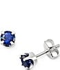 Color:Sterling Blue Sapphire - Image 2 - Lab-Created Blue Sapphire Gemstone September Birthstone Ear Posts