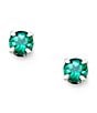 Color:Sterling Emerald - Image 1 - Lab-Created Emerald Gemstone May Birthstone Ear Posts