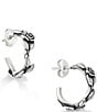 James Avery Long Stemmed Rose Sterling Silver Hoop Earrings - Image 3