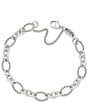 Color:Sterling Silver - Image 1 - Oval Twist Charm Bracelet