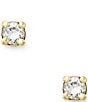 Color:Gold/White - Image 1 - Petite Birthstone 14K Gold Ear Posts with Lab-Created Sapphires Earrings