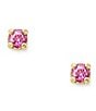 Color:Gold/Pink - Image 1 - Petite Birthstone 14K Gold Ear Posts with Lab-Created Sapphires Earrings
