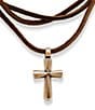 Color:Bronze - Image 1 - Rustic Bronze Cross Leather Necklace