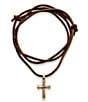 Color:Bronze - Image 2 - Rustic Bronze Cross Leather Necklace