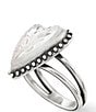 Color:Sterling Pearl - Image 2 - Sculpted Heart and Tulips White Doublet Ring