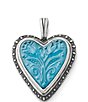 Color:Sterling Blue - Image 1 - Sculpted Hearts and Tulips White Doublet Pendant