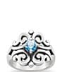 Color:Sterling Blue Topaz - Image 1 - Spanish Lace Ring December Birthstone with Blue Topaz