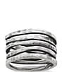 Color:Sterling Silver - Image 1 - Stacked Sterling Silver Hammered Ring