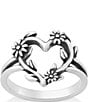 Color:Sterling Silver - Image 1 - Sterling Silver Flowering Vines Heart Ring
