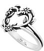 Color:Sterling Silver - Image 2 - Sterling Silver Flowering Vines Heart Ring