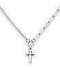 James Avery Sterling Silver Paired Chains Cross Short Pendant Necklace, Color:Sterling Silver - Image 2