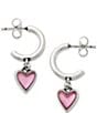 Color:Sterling Pink - Image 1 - Sweetheart Pink Doublet Hoop Ear Posts