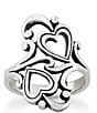 Color:Sterling Silver - Image 1 - Swirls and Scrolls Hearts Ring