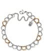 Color:Sterling Bronze - Image 2 - Twisted Wire Two Tone Connected Hearts Charm Bracelet