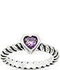Color:Sterling Amethyst - Image 1 - Twisted Wire Heart Amethyst Ring