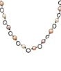 Color:Sterling Pearl - Image 2 - Twisted Wire Link Necklace with Multi-Colored Cultured Pearls