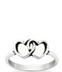 Color:Silver - Image 1 - Two Hearts Together Ring