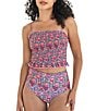 Janela Bay Floral Smocked Mini Ruffle Tankini Top - Image 3
