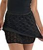 Janela Bay Solid Bow Texture Mesh Double Layer Swim Cover-Up Skirt - Image 1