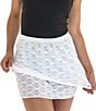 Janela Bay Solid Bow Texture Mesh Double Layer Swim Cover-Up Skirt - Image 1