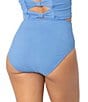 Janela Bay Solid Ribbed Shirred High Waist Swim Bottom - Image 2
