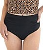 Janela Bay Solid Ribbed Texture High Waist Pull-On Swim Bottom - Image 1