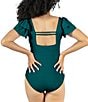 Janela Bay Solid Square Neck Double Ruffle One Piece Swimsuit - Image 2