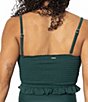 Janela Bay Solid Square Neck Smocked Ruffle Cropped Tankini Swim Top - Image 2