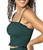 Janela Bay Solid Square Neck Smocked Ruffle Cropped Tankini Swim Top - Image 3